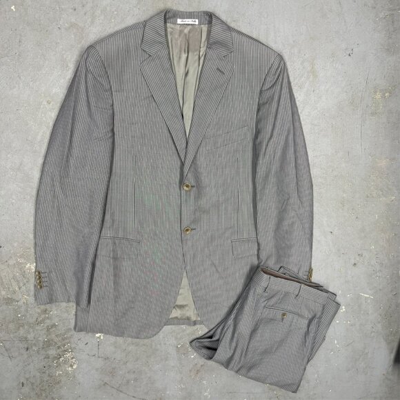 Pal Zileri Suit LAB Grey Striped 2pc Slim Fit Made in Italy Wool 42 R 34x30 - Picture 2 of 13